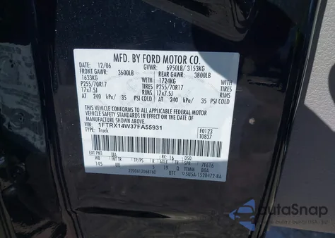 2007 Ford F-150 Fx4/Stx/Xl/Xlt from USA, damaged, VIN 1FTRX14W37FA55931